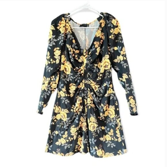 Asos Design Women's Long Sleeve Floral Ruched Mini Dress - 12 - Picture 3 of 7